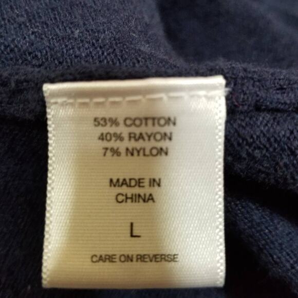 7th Avenue Cardigan Button Front Pocket v-neck Navy Sz Large - Picture 6 of 8